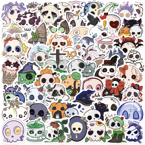 Adesivi Groovy Skull Halloween Impermeabili Cartone Animato Gotico Vinile Decalcomanie per Laptop Chitarra Bagaglio Decorazione Fai Da Te