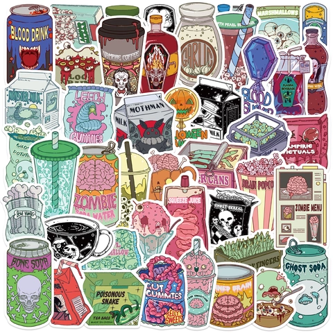 Horreur Nourriture Halloween Autocollants Étanche PVC Gothique Graffiti Décalcomanies Pour Ordinateur Guitare DIY Décoration