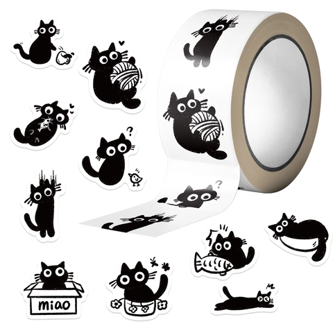 Cartoon Zwarte Kat Decoratieve Stickers Waterdicht PVC Zelfklevend Etiket Voor Scrapbooking Envelop Zegel DIY Journal Knutselen Kinderen Student Briefpapier
