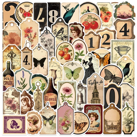 Adesivi Vintage Vittoriani Impermeabili PVC Decalcomanie Per Laptop Valigia Journaling Scrapbooking Retrò Floreali Adesivi