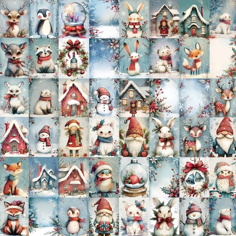 Autocollants de Noël d'Hiver Bonhomme de Neige Animaux Dessins Animés Imperméable PVC Pour Ordinateur Portable Valise DIY Journal