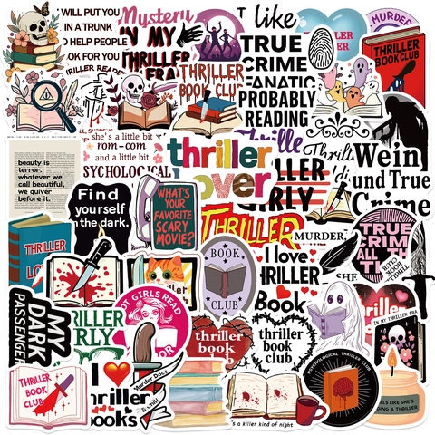 Thriller Buch Thema Aufkleber Wasserdichte PVC Vinyl Krimi Dekoration Für Laptop Gitarre Koffer Mystery Liebhaber Geschenk