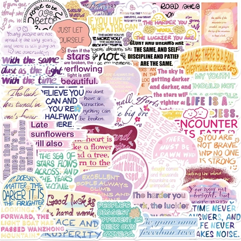 Autocollants Citations Inspirantes en Anglais Imperméables PVC Graffiti Décalcomanies pour Ordinateur Guitare Bagages DIY Journal Décor