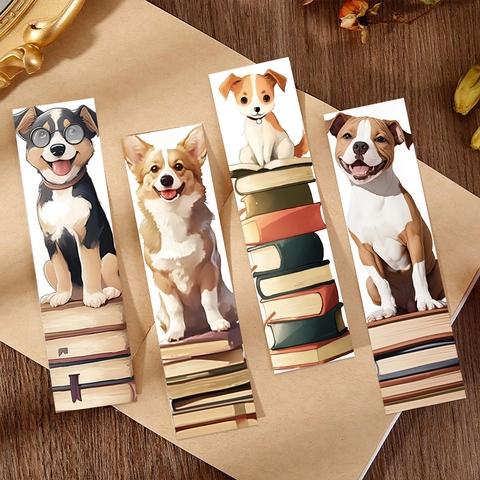 Cartoon Hund Lesezeichen Künstlerische Süße Illustration Tier Muster Weißer Karton Buchmarken Für Lesen Studenten Büro Geschenk