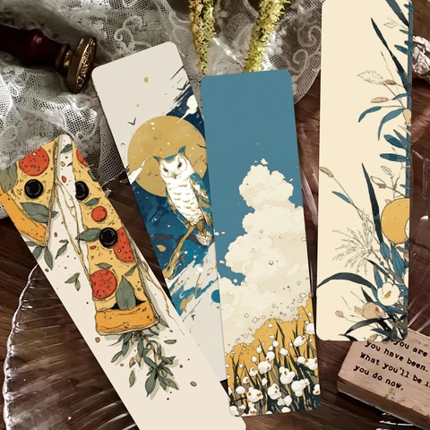 Marcadores de Cartulina Blanca Pixel Art Vintage Japonés Ilustración Artística Flor Paisaje Marcado Papelería Accesorios de Lectura Regalo