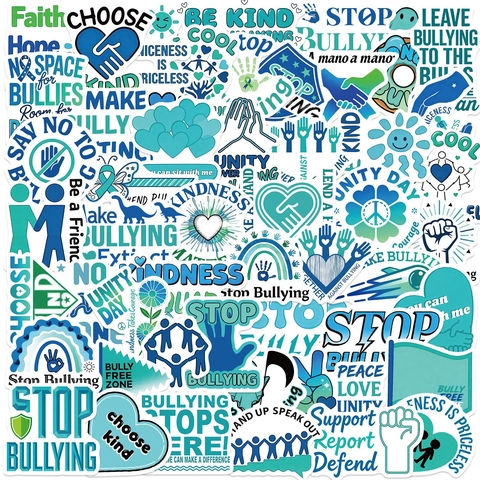Adesivi Graffiti in PVC Impermeabili a Tema Anti-Bullismo Decalcomanie Con Slogan Positivi per Laptop Chitarra Bagaglio Decorazione Fai-da-te