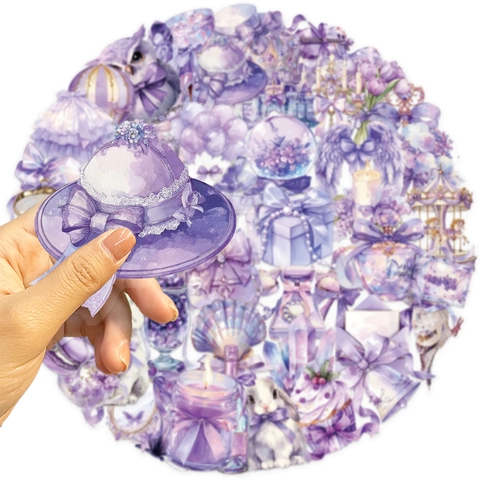 Traumhafte Lila Ästhetische PET Aufkleber Aquarell Blumen Tiere Dekorative Aufkleber Für Handbuch Laptop Gitarre Scrapbooking