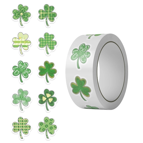 St Patrick's Day Adesivi Trifoglio Verde Decalcomanie per Sigillo Busta Scrapbooking Trifoglio Portafortuna Decorazioni Festa