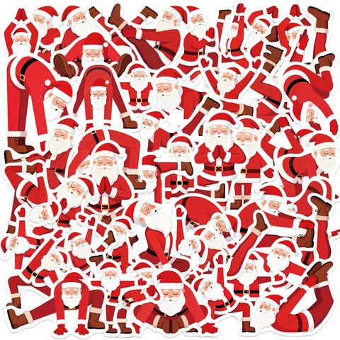 Autocollants en PVC Père Noël Yoga Dessin Animé Imperméable Pour Ordinateur Bagages Guitare DIY Décoration De Noël