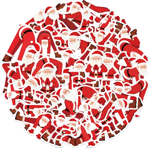 Autocollants en PVC Père Noël Yoga Dessin Animé Imperméable Pour Ordinateur Bagages Guitare DIY Décoration De Noël