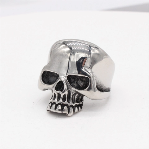 Gothic Punk Totenkopf Ring Für Herren Vintage Titanium Stahl Biker Skelett Fingerring Retro Hip Hop Rock Party Schmuck