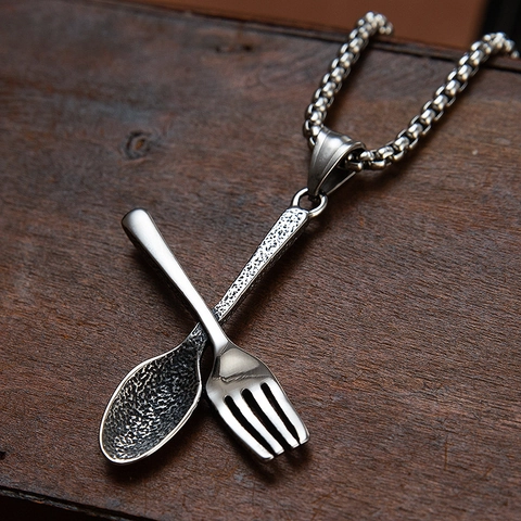 Roestvrij Staal Lepel Vork Gekruiste Hanger Ketting Retro Bestek Ontwerp Hanger Zonder Ketting Industrieel Sieraden