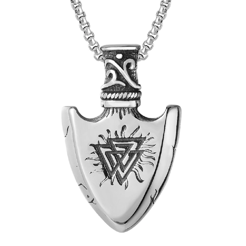 Stainless Steel Viking Pendant For Men Vintage Nordic Valknut Vegvisir Punk Warrior Shield Arrowhead Pendant Only