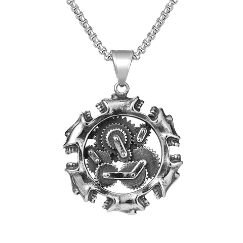 Steampunk Mechanical Gear Pendant Only Without Chain Retro Titanium Stainless Steel Industrial Style Men Jewelry