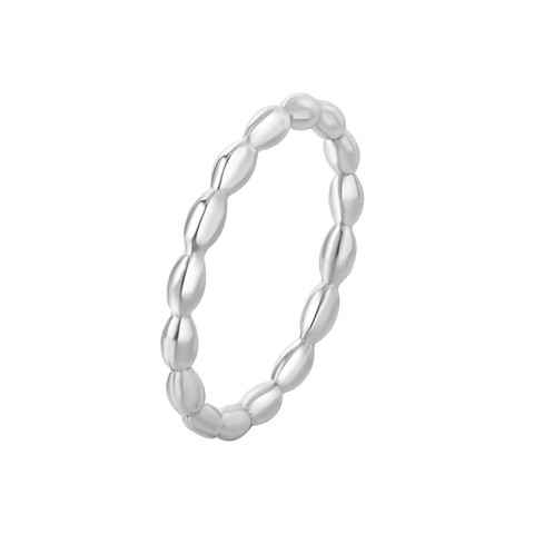 Minimalistisch Titanium Stahl Perlen Stapelbar Ring Für Damen Einfach Rund Perle Textur Geometrisch Finger Schmuck Midi Ring