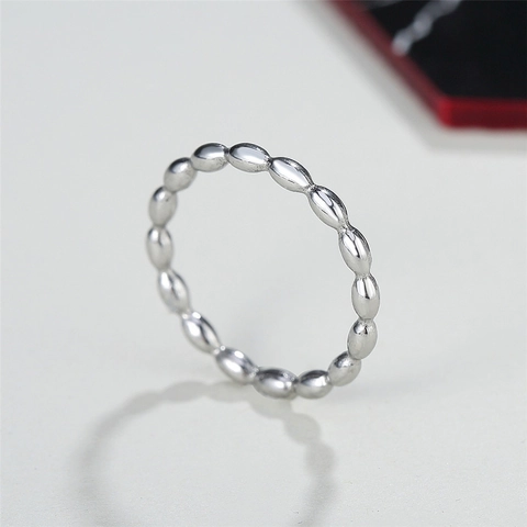 Minimalistisch Titanium Stahl Perlen Stapelbar Ring Für Damen Einfach Rund Perle Textur Geometrisch Finger Schmuck Midi Ring