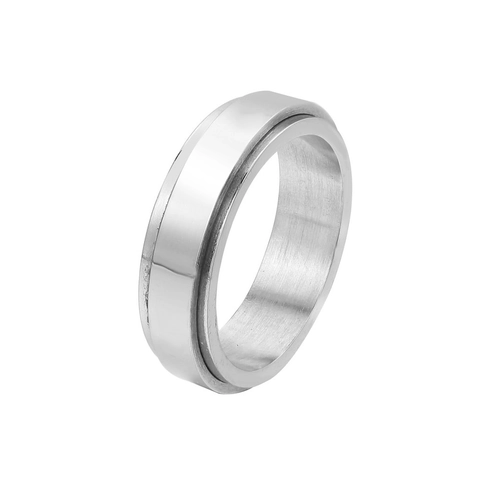 Anello Spinner in Acciaio Inossidabile per Sollievo dallo Stress Ansia Minimalista Liscio Scanalato Fedina per Uomo Donna Gioielli