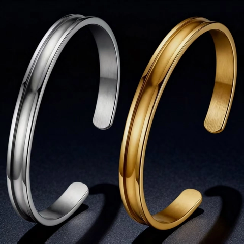 Bracelet Jonc Minimaliste en Acier Inossidabile avec Strass pour Femme Style Ins Haut de Gamme Anti-Ternissement Métal Brossé Jonc en C Bijoux de Main
