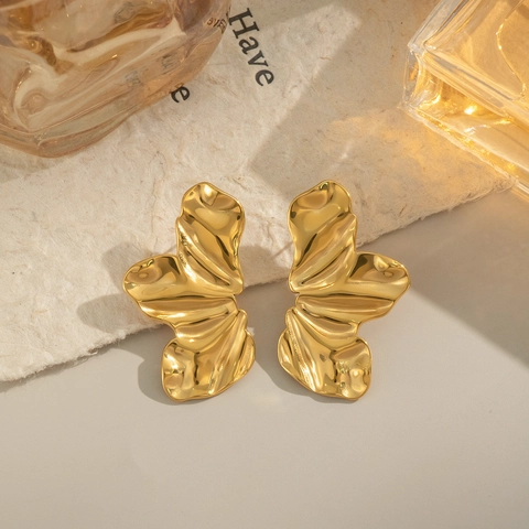 Butterfly Stud Earrings 304 Stainless Steel Waterproof Hypoallergenic PVD Gold Plated Trendy Beach Jewelry For Women