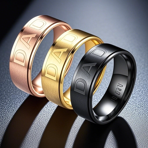 Titanium Steel DAD MOM Engraved Ring Stainless Steel Non-Fading Finger Ring For Father's Day Mother's Day Gift Unisex Jewelry