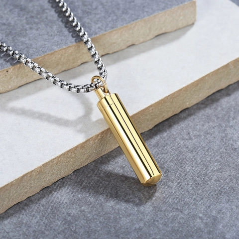 Stainless Steel Cylindrical Memorial Urn Pendant Only Without Chain For Men Women Memorial Perfume Bottle Pendant Accessory