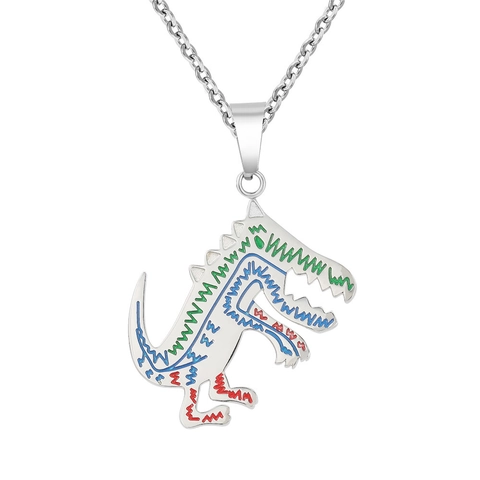 Cartoon Dinosaur Pendant Titanium Steel Stainless Steel Animal Shape Enamel Drip Oil Charms Pendant Only Without Chain