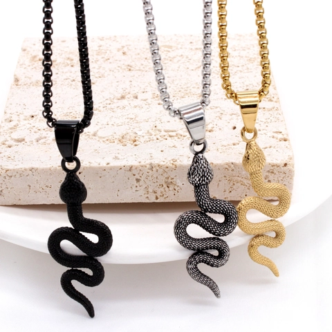 Titaniumstaal Slang Hanger Zonder Ketting Realistische Schubben Textuur Gothic Punk Hip Hop Unisex Sieraden Accessoire