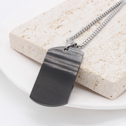 Retro Camouflage Military Dog Tag Pendant Necklace For Men Titanium Steel Hip Hop Style Jewelry Pendant Only No Chain