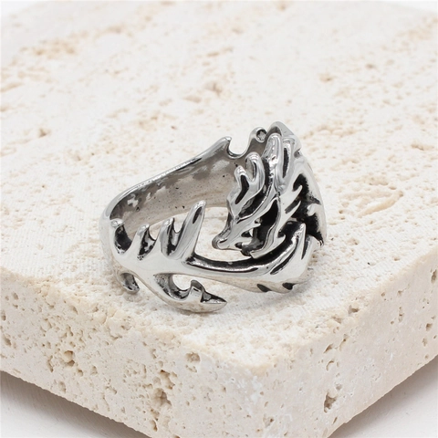 Anello Drago Cinese Vintage per Uomo Acciaio al Titanio Testa di Drago Intagliata Cava Retro Punk Gothic Anello Gioielli