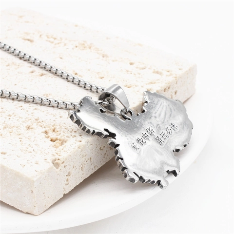 Vintage Titanium Steel China Map Pendant For Men Individual Retro Engraved Slogan Map Jewelry Accessory Pendant Only