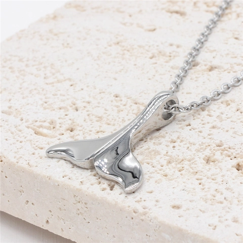 Stainless Steel Whale Tail Pendant For Men Women Silver Mirror Polished Ocean Jewelry Pendant Only Without Chain Gift
