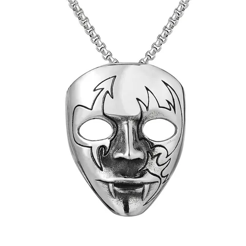 Vintage Herren Gothic Fledermaus Totenkopf Maske Anhänger Halskette Titanstahl Punk Schmuck Rock Maske Anhänger Mit Box-Kette