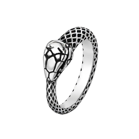 Anello Serpente in Acciaio al Titanio Vintage per Uomo Donna Punk Gothic Texture a Squame Animale Statement Gioielli