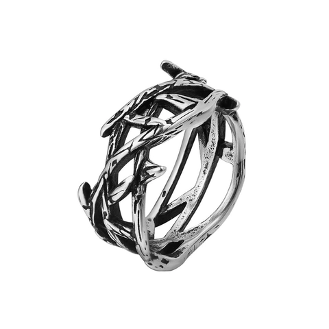 Anello Corona di Spine Gotica Acciaio Inossidabile Retro Distressed Anello Ramo Per Uomo Donna Punk Gesù Gioielli Vintage