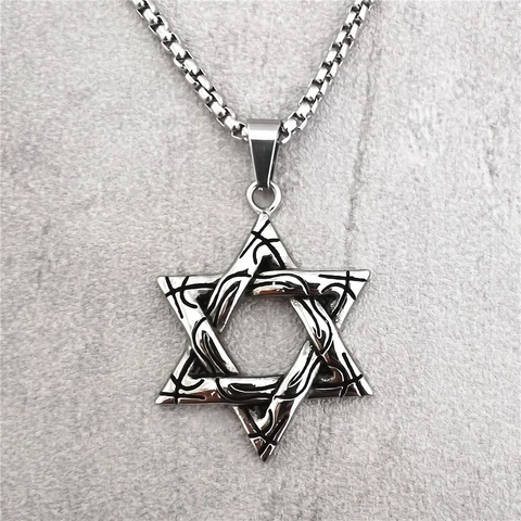 Roestvrij Stalen Davidsster Hanger Halsketting Retro Joodse Hexagram Religieuze Sieraden Voor Mannen Vrouwen Dagelijks