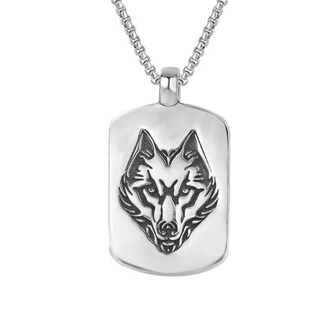 Vintage Edelstahl Wolfskopf Anhänger Halskette Retro Hip Hop Punk Schmuck Dog Tag Stil Anhänger Ohne Kette