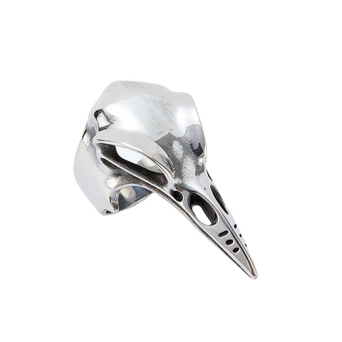 Gothic Stainless Steel Bird Skull Ring For Men Women Raven Skull Punk Ring Vintage Crow Skull Retro Animal Biker Jewelry