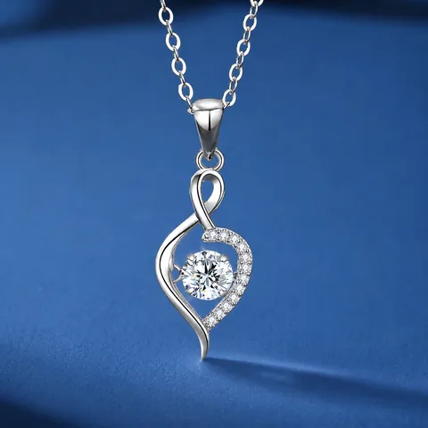 925 Sterling Silver Dancing Heart Pendant Necklace Moissanite Zirconia Inlaid Luxury Jewelry For Women Wedding Birthday Gift