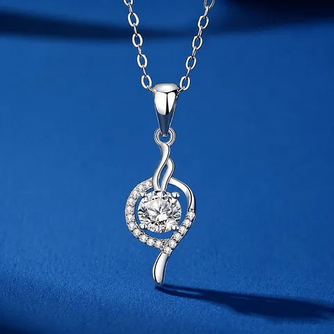 S925 Sterling Silver Heart Pendant Necklace For Women Moissanite Zirconia Inlaid Clavicle Chain Jewelry Valentine Gift