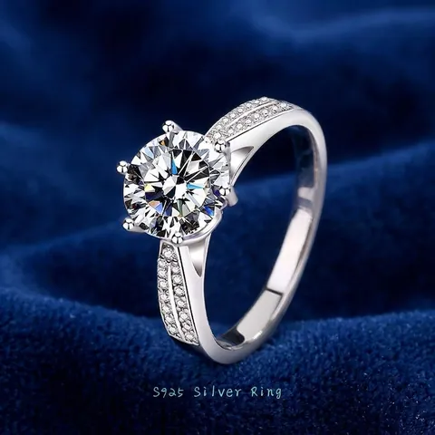 Luxuriöser S925 Sterlingsilber Moissanit Ring Klassischer Sechszack Zirkonia Inlay Hochzeit Heiratsantrag Ring Für Damen Schmuck