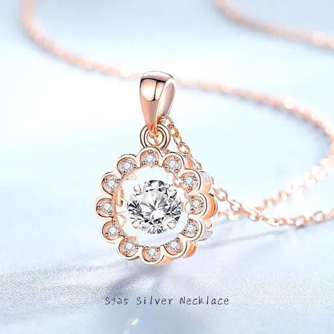 Collar De Plata De Ley 925 Con Margarita Bailarina Para Mujer Colgante De Flor Con Moissanita Y Circonia Joyería