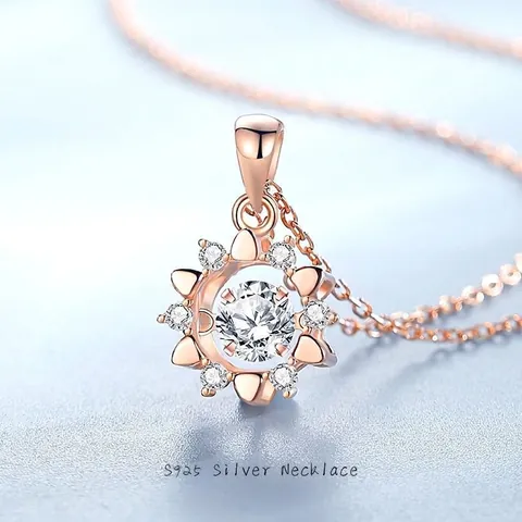 Collar con Colgante de Hexagrama de Corazón Danzante de Plata de Ley 925 para Mujer Collares de Flores y Estrellas de Moissanita Circonia Oro Rosa Oro Blanco Joyas Elegantes