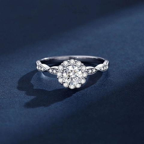 925 Sterlingsilber Moissanit Zirkonia Halo Ring Für Damen Rundschliff D Farbe Verlobungsantrag Hochzeit Fingerring
