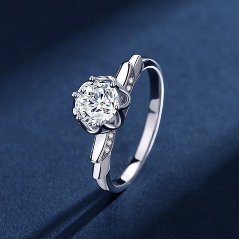 S925 Sterlingsilber Moissanit Zirkonia Ring Eleganter Blumenfassung Verlobungsfingerring Für Damen Feiner Schmuck Geschenk