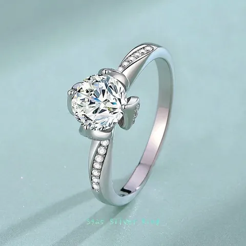 925 Sterlingsilber Moissanit Zirkonia Ring Für Damen Leichter Luxus Lotusblume Eingelegt Verstellbarer Fingerring Schmuck Geschenk