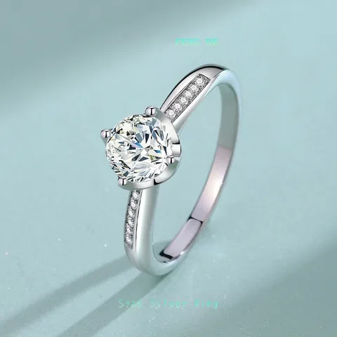 925 Sterlingsilber Moissanit Zirkonia Ring Für Damen Klassischer Vier-Zinken-Verlobungsring Hochzeit Mode Schmuck Geschenk