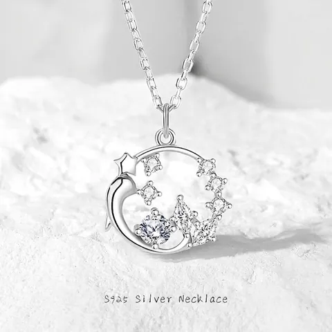 Collana con Ciondolo a Forma di Corona di Delfini in Argento Sterling 925 Design Originale per Donna con Zirconia Regalo di San Valentino
