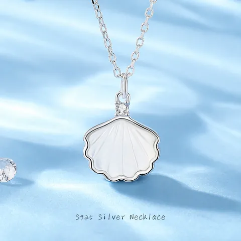 Luxus S925 Sterlingsilber Muschel Anhänger Halskette Für Damen Künstliche Perle Strass Eingelegt Platin Roségold Schmuck Mutter Geschenk