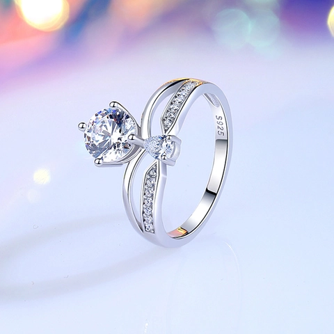 Luxury S925 Sterling Silver Moissanite Ring For Women Crown Design 1 Carat D Color Inlaid Zirconia Engagement Wedding Jewelry Gift