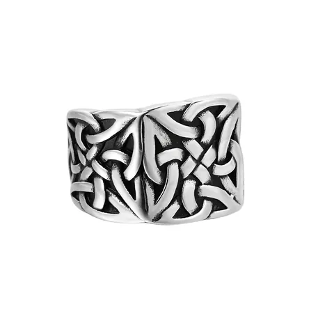 Nordic Viking Celtic Knot Ring For Men Vintage Stainless Steel Distressed Punk Biker Wide Band Ring Finger Jewelry Gift